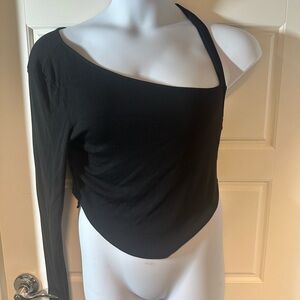 Black Knit Sweater free people one arm